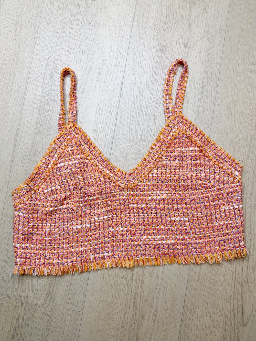 Maje Orange Tweed Crop Top